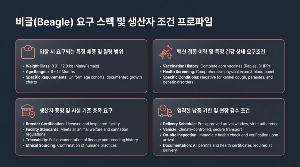 NHP and beagle supply needs and specification checklist for preclinical consultation